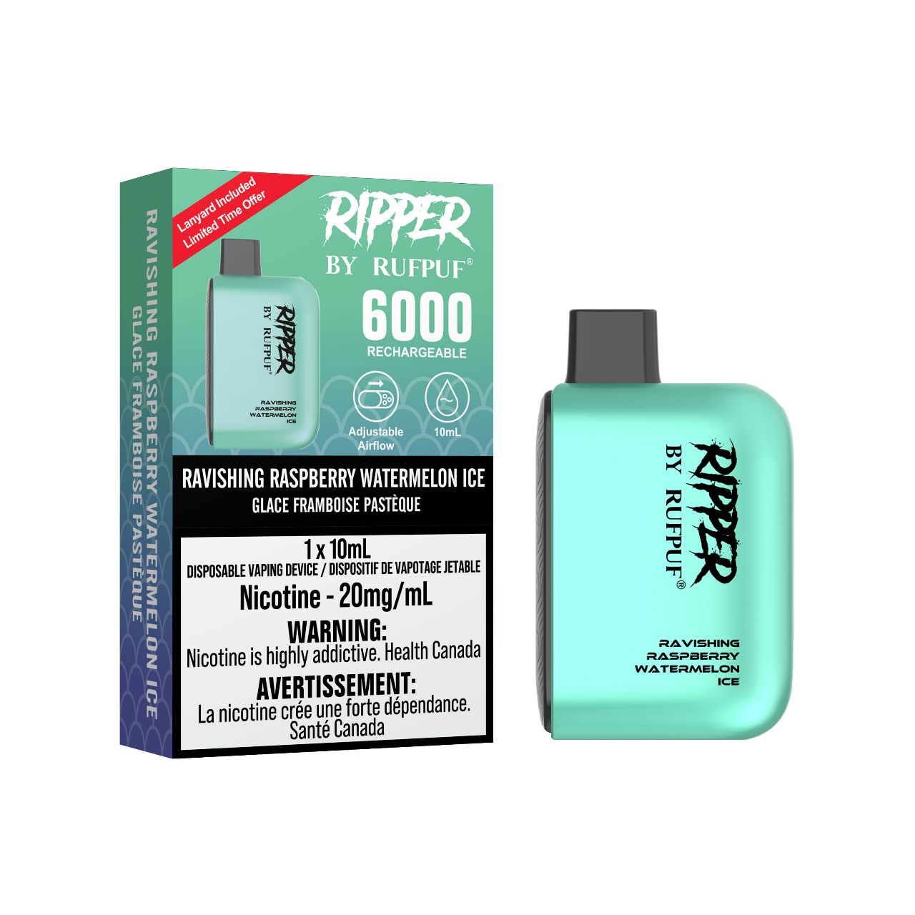IMG-20230307-WA0012 Ravishing Raspberry Watermelon Ice Rufpuf Ripper 6000 (20mg/ML / 10PCs) <b style="color:YELLOW">(Tax not Incl.)</b> - Image 1