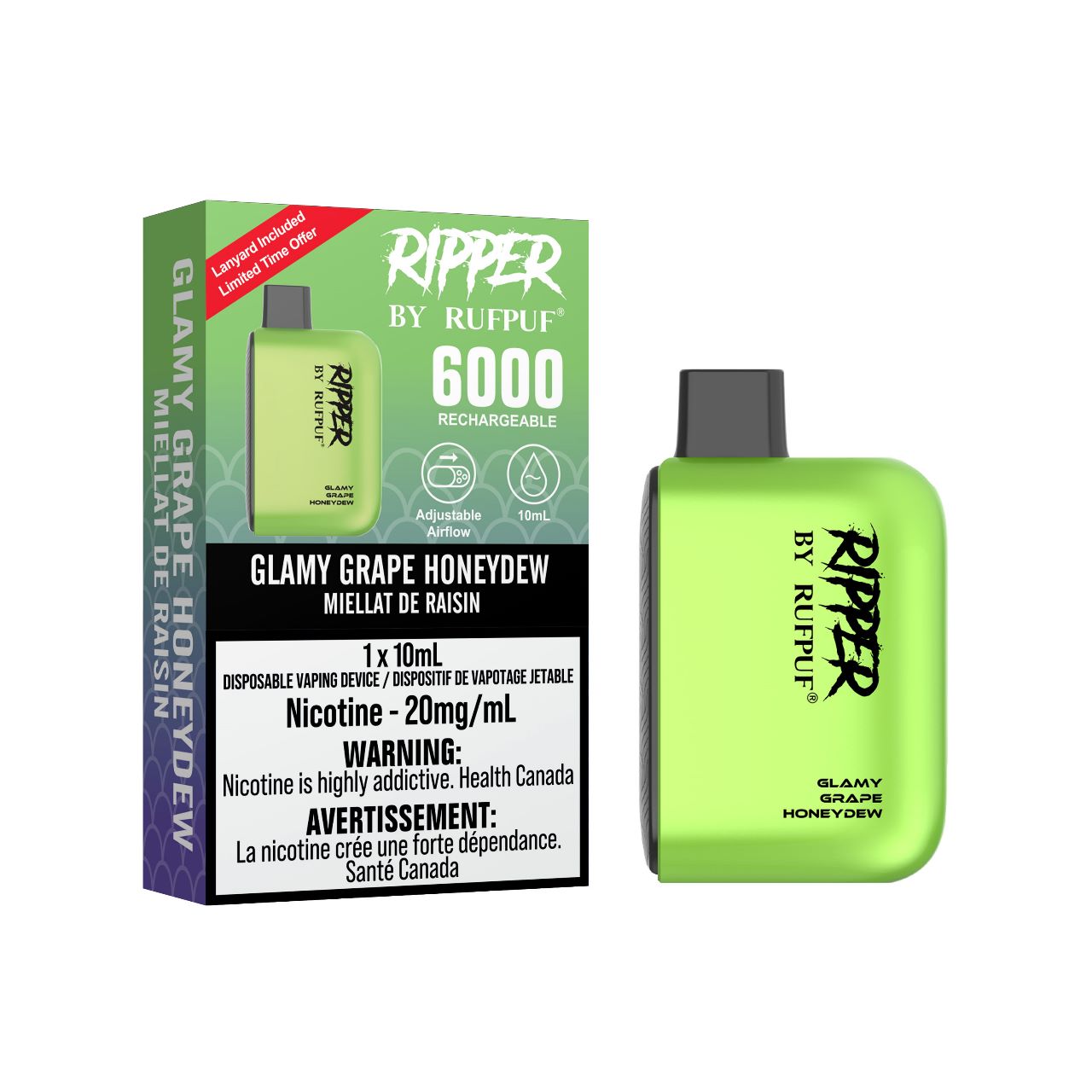 IMG-20230307-WA0021 Glamy Grape Honeydew Rufpuf Ripper 6000 (20mg/ML / 10PCs) <b style="color:red">(Tax not Incl.)</b> - Image 1
