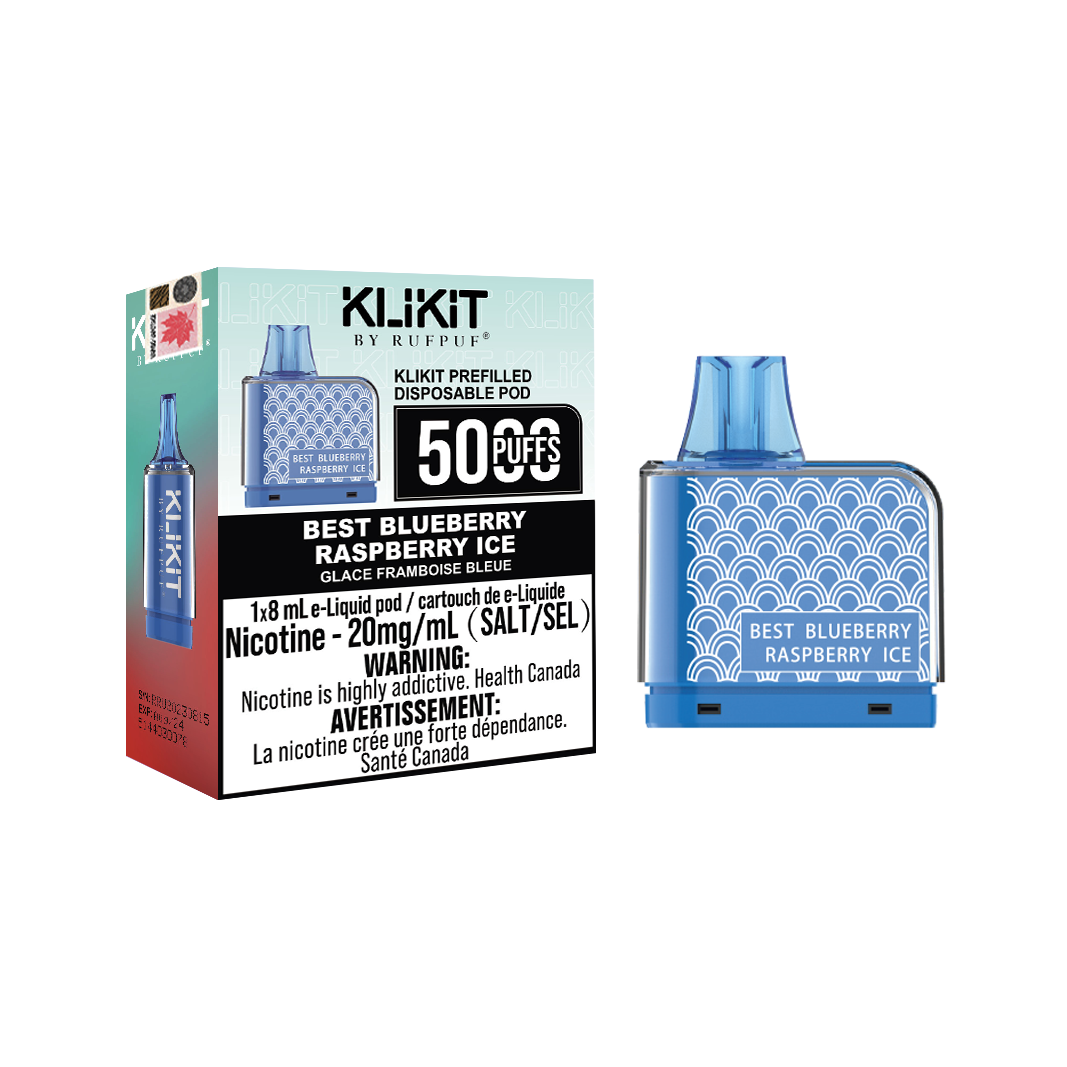 BEST BLUEBERRY RASPBERRY ICE Best Blueberry Raspberry Ice Rufpuf Klikit Pod 5000 (20mg/ML / 5PCs) <b style="color:red">(Tax not Incl.)</b> - Image 1