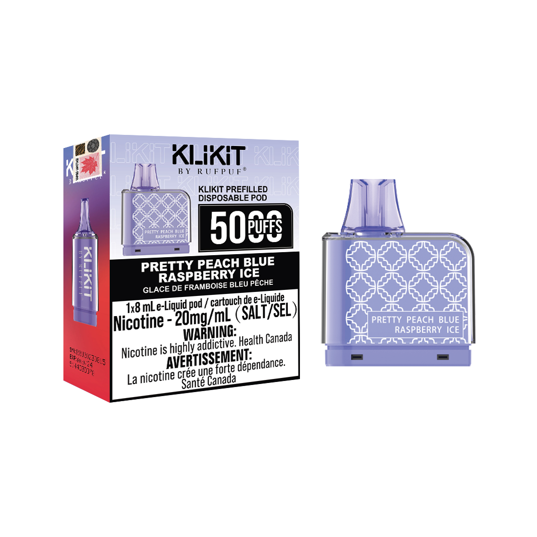 PRETTY PEACH BLUE RASPBERRY ICE Pretty Peach blue Raspberry Ice Rufpuf Klikit Pod 5000 (20mg/ML / 5PCs) <b style="color:red">(Tax not Incl.)</b> - Image 1