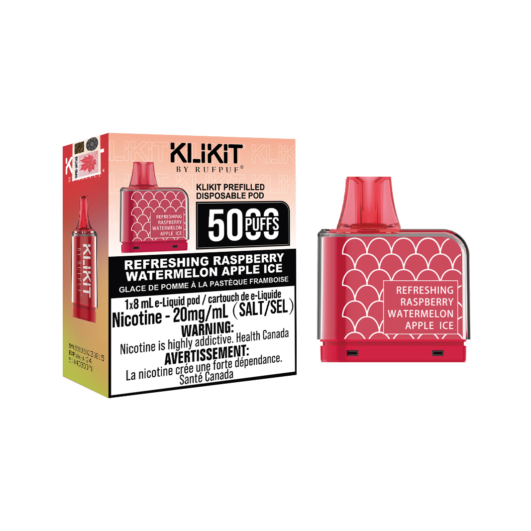 REFRESHING RASPBERRY WATERMELON APPLE ICE Refreshing Raspberry Watermelon Apple Ice Rufpuf Klikit Pod 5000 (20mg/ML / 5PCs) <b style="color:red">(Tax not Incl.)</b> - Image 1