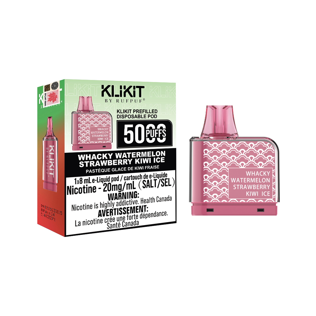 WHACKY WATEMELON STRAWBERRY KIWI ICE Whacky Watermelon Strawberry kiwi Ice Rufpuf Klikit Pod 5000 (20mg/ML / 5PCs) <b style="color:red">(Tax not Incl.)</b> - Image 1