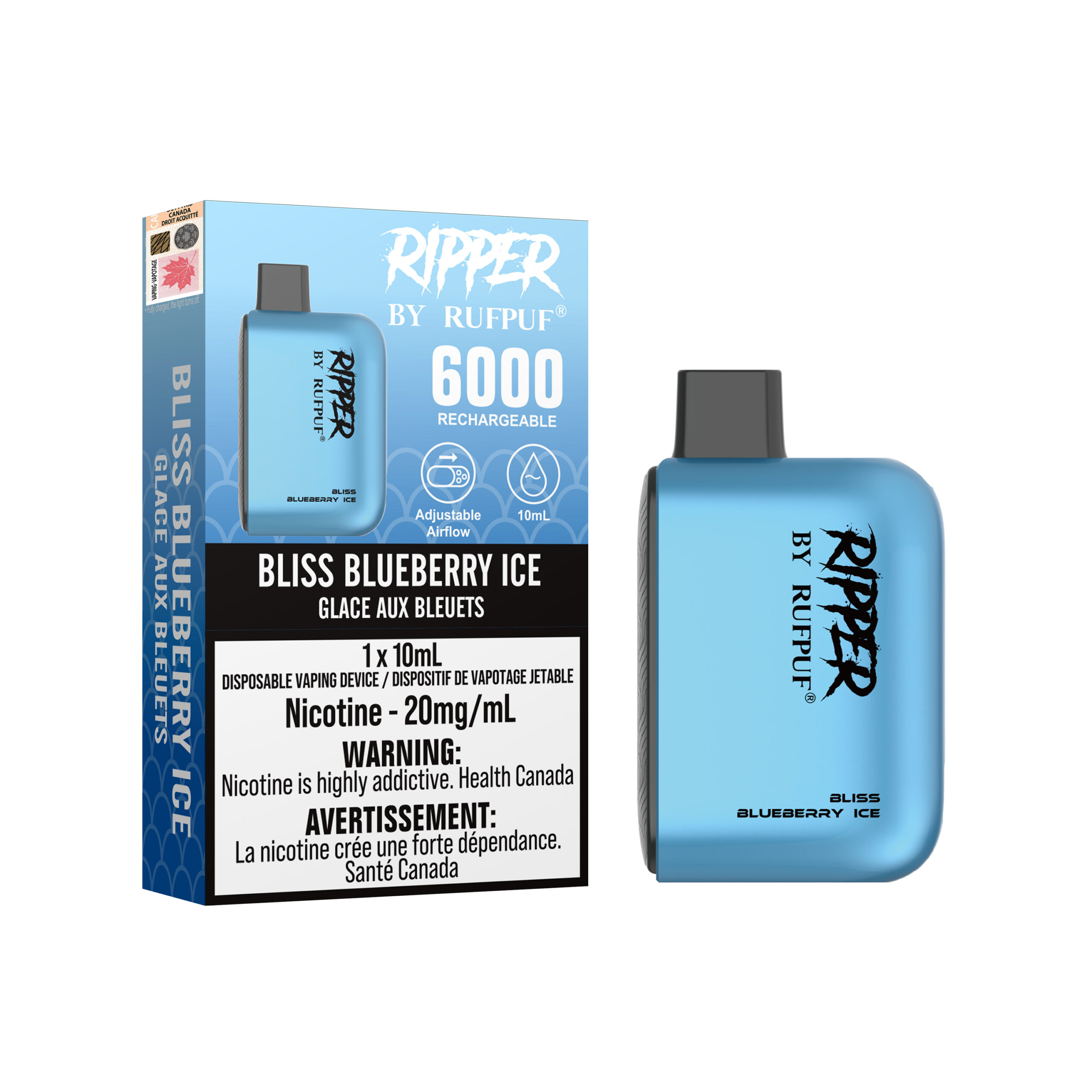 Bliss Blueberry Ice Bliss Blueberry Ice Rufpuf Ripper 6000 (20mg/ML / 10PCs) <b style="color:red">(Tax not Incl.)</b> - Image 1