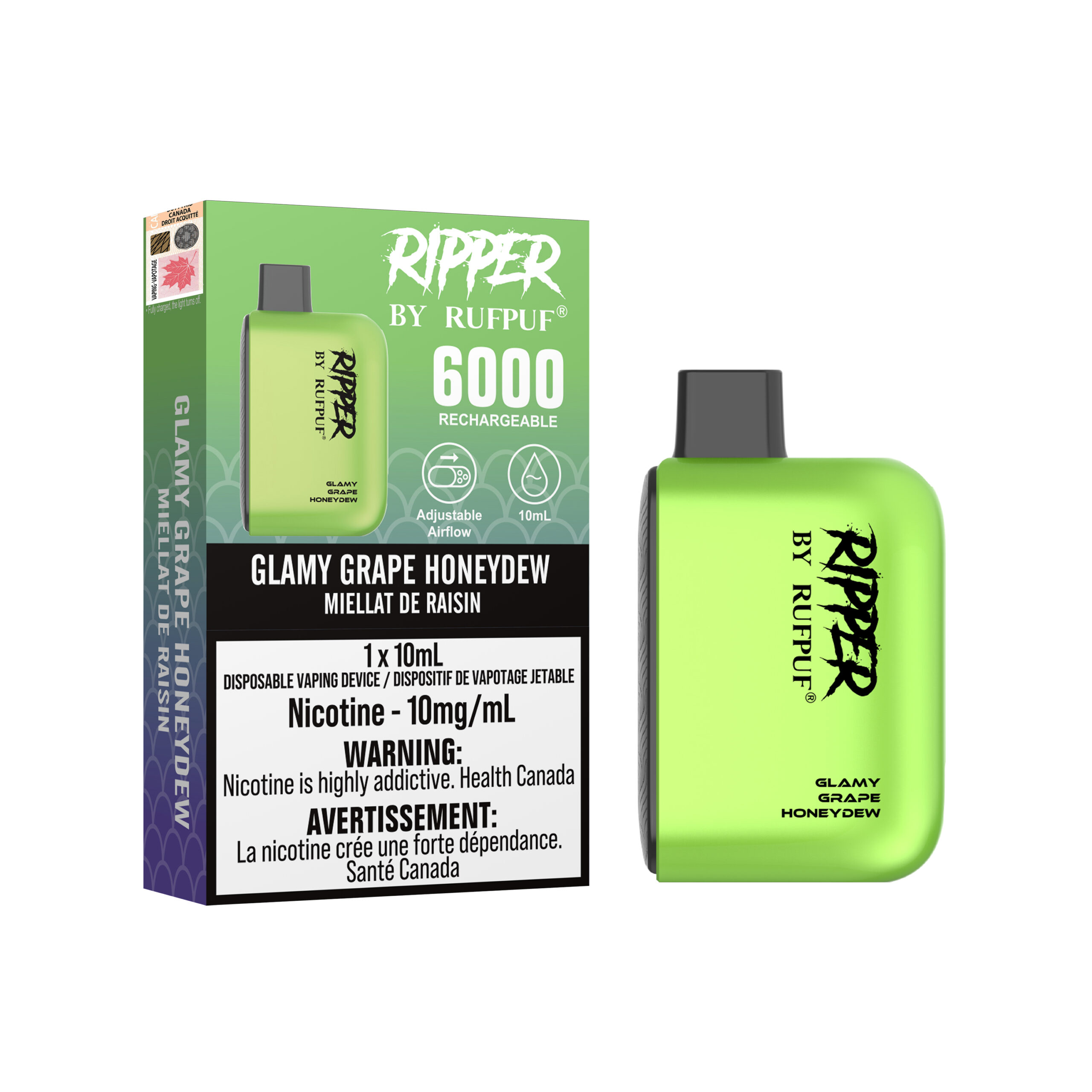 Glamy Grape Honeydew Glamy Grape Honeydew Rufpuf Ripper 6000 (10mg/ML / 10PCs) <b style="color:red">(Tax not Incl.)</b> - Image 1