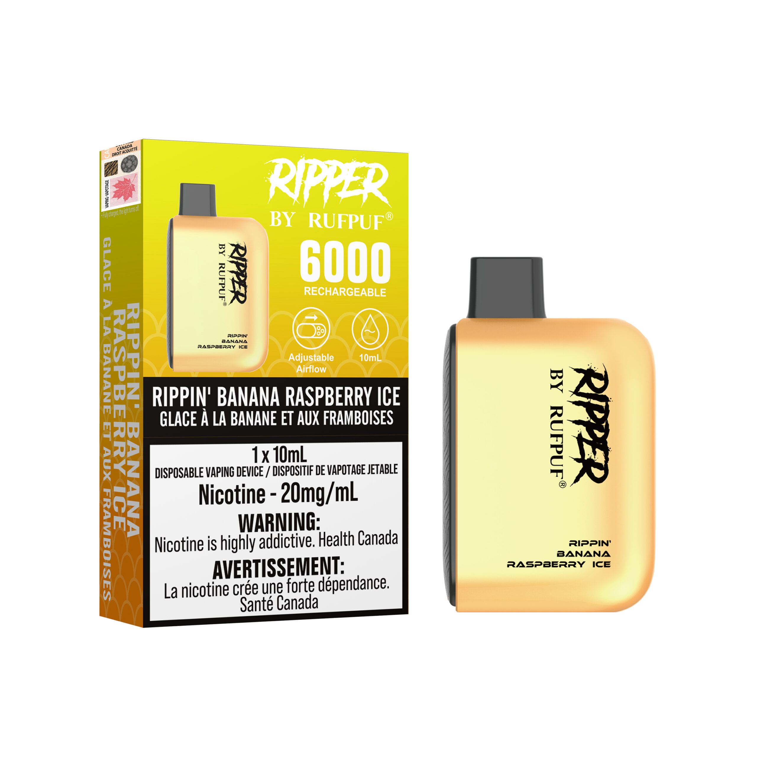 Rippin' Banana Raspberry Ice Rippin' Banana Raspberry Ice Rufpuf Ripper 6000 (20mg/ML / 10PCs) <b style="color:red">(Tax not Incl.)</b> - Image 1