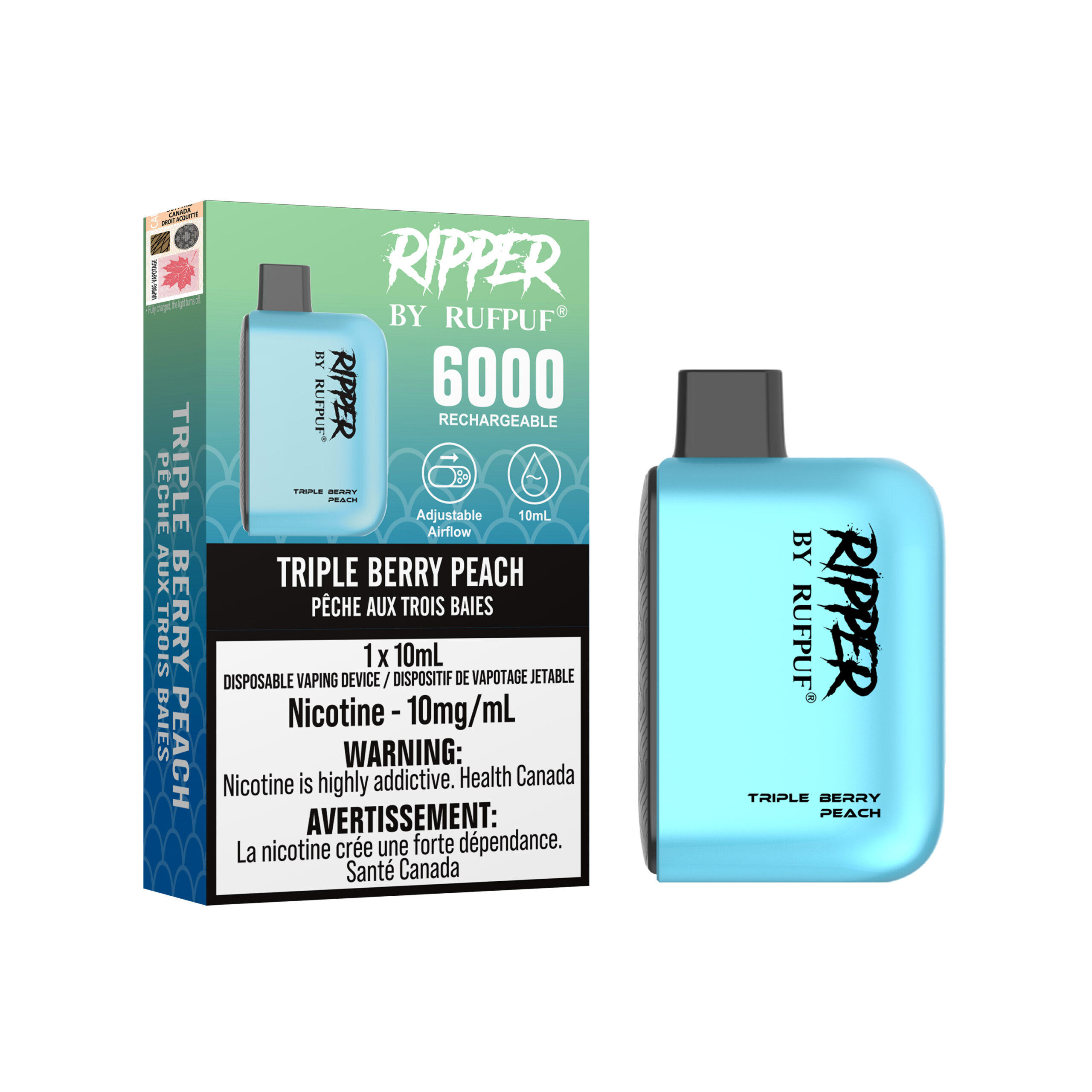 Triple berry Peach Triple Berry Peach Rufpuf Ripper 6000 (10mg/ML / 10PCs) <b style="color:red">(Tax not Incl.)</b> - Image 1