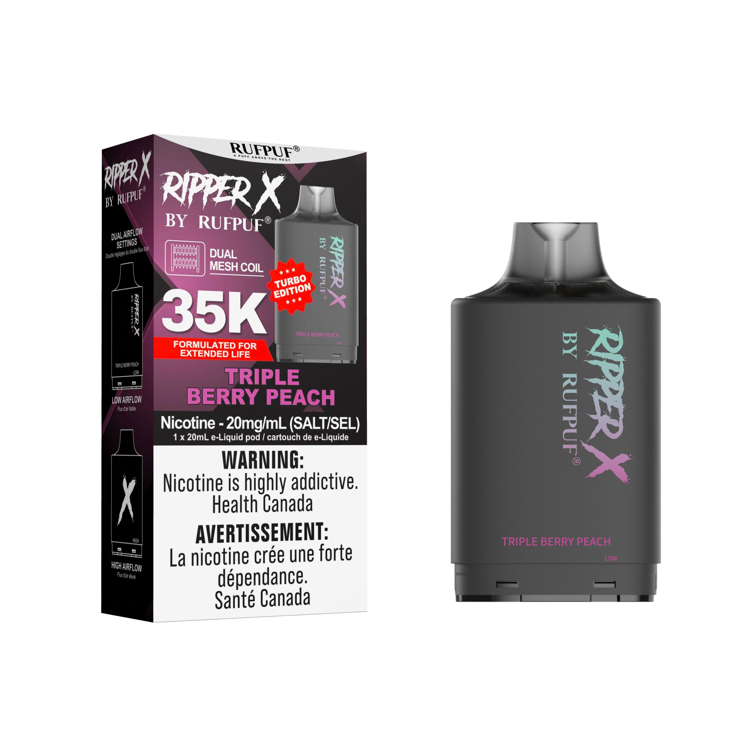 Triple berry Peach Triple berry Peach RIPPER X 35K (20mg/ML / 5PCs) <b style="color: red">(Tax not Incl.)</b> - Image 1