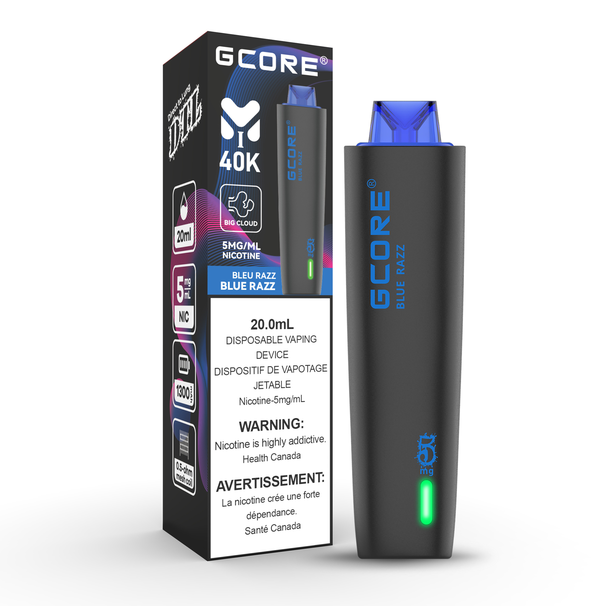 Blue razz Gcore Hookah (5mg/ml) (5pcs) <b style="color:yellow">(Tax Not Incl.)</b>