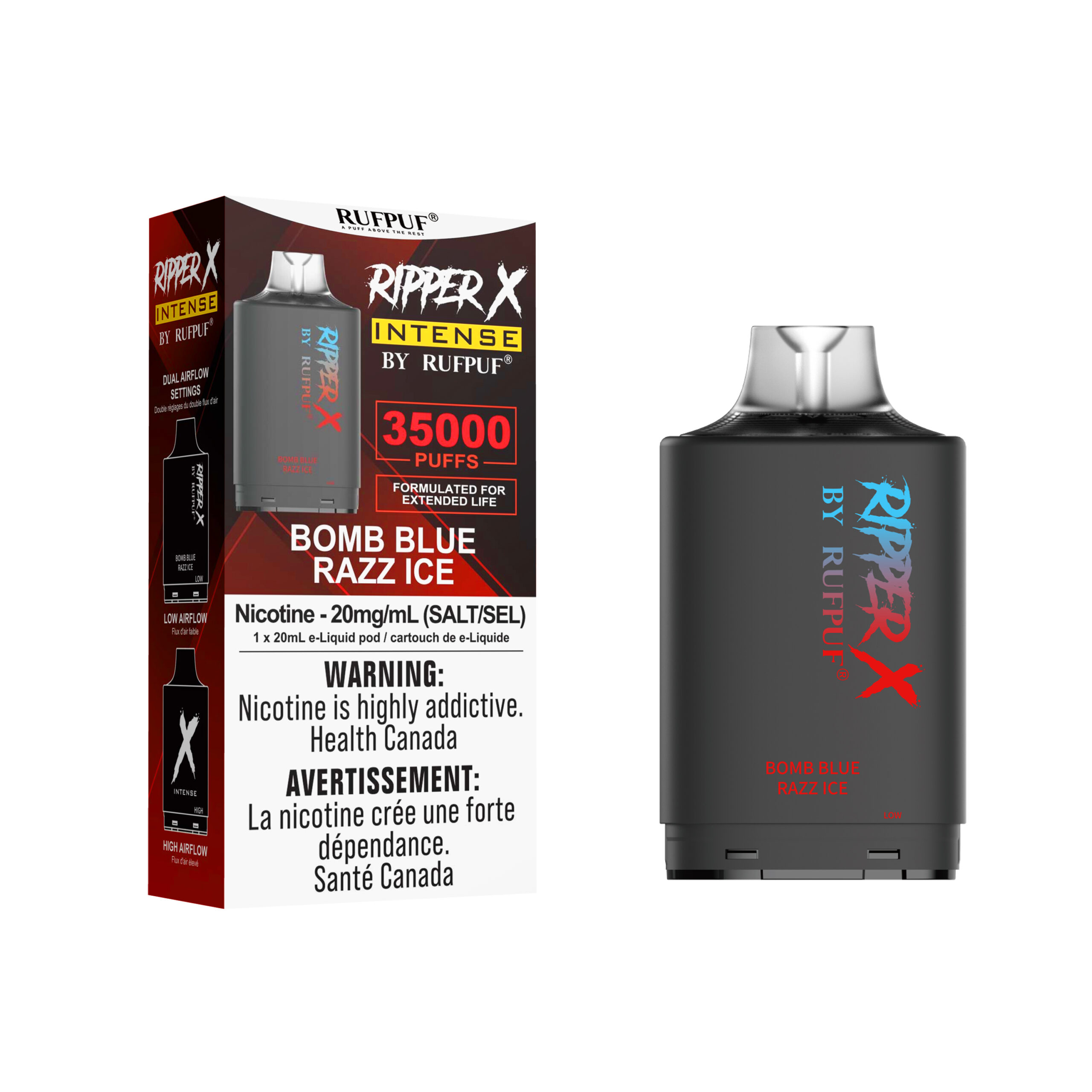 Bomb Blue Razz Ice Bomb Blue Razz Ice Ripper X Intense 35K (20mg/ML / 5PCs) <b style="color: YELLOW">(Tax not Incl.)</b> - Image 1