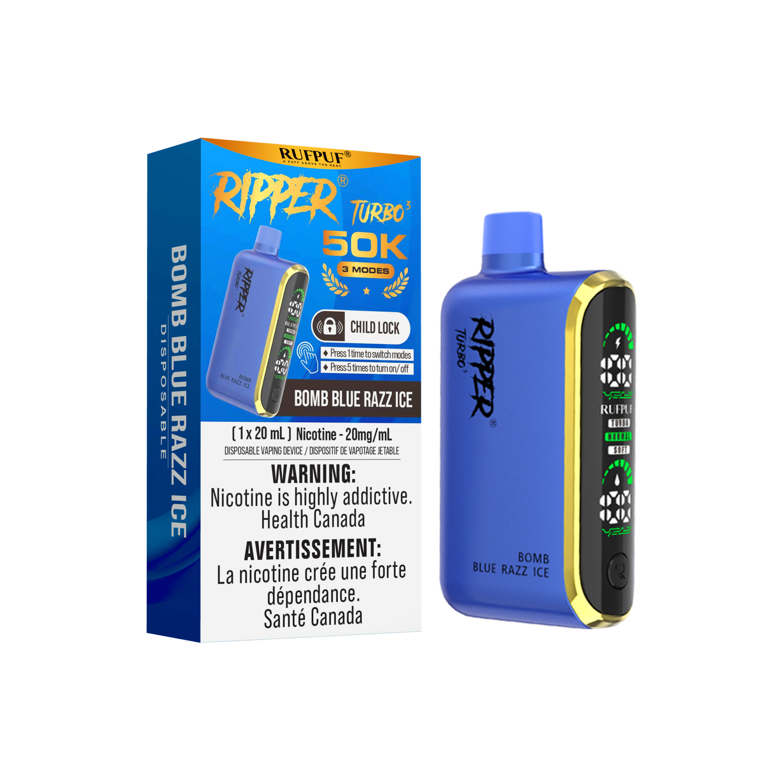 Bomb Blue razz ICE BOMB BLUE RAZZ ICE RIPPER T3 (50K) (5Pcs) <b Style="color:RED">(Tax Not Incl.)</b > - Image 1