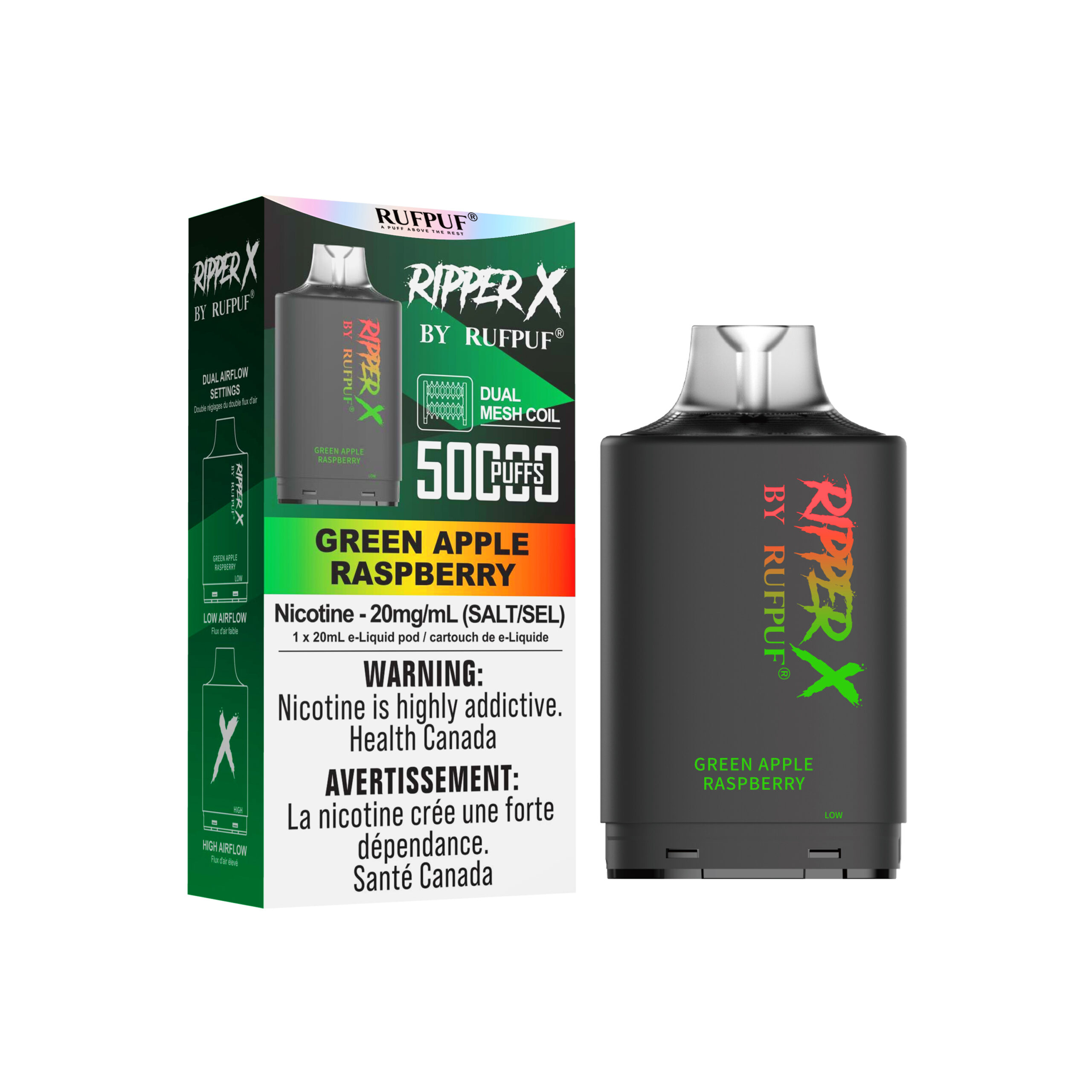 Green Apple Raspberry Green Apple Raspberry Ripper X 50K (20mg/ML / 5PCs) <b style="color: RED">(Tax not Incl.)</b> - Image 1