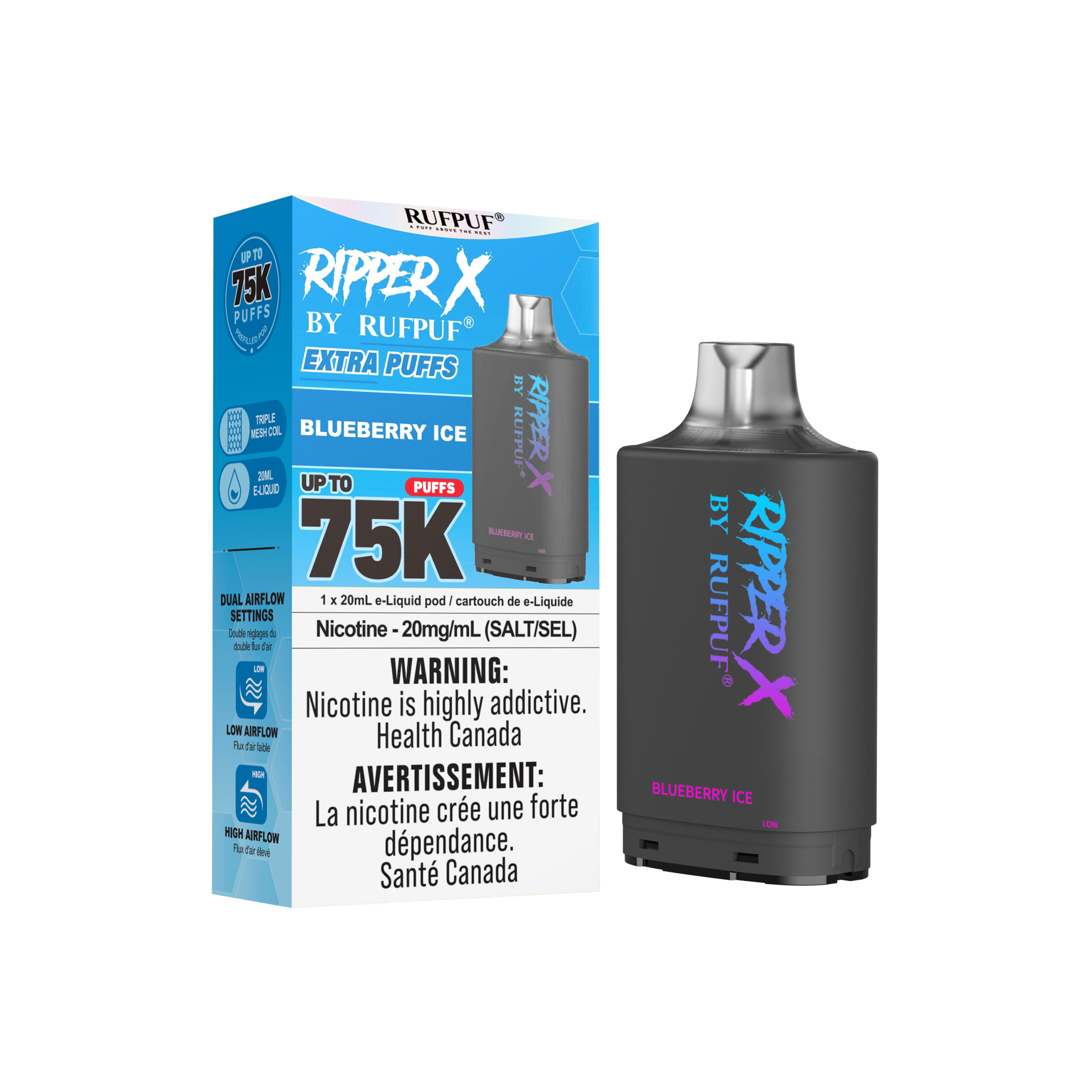 Blueberry Ice Blueberry Ice Ripper X 75K (20mg/ML / 5PCs) <b style="color: RED">(Tax not Incl.)</b> - Image 1