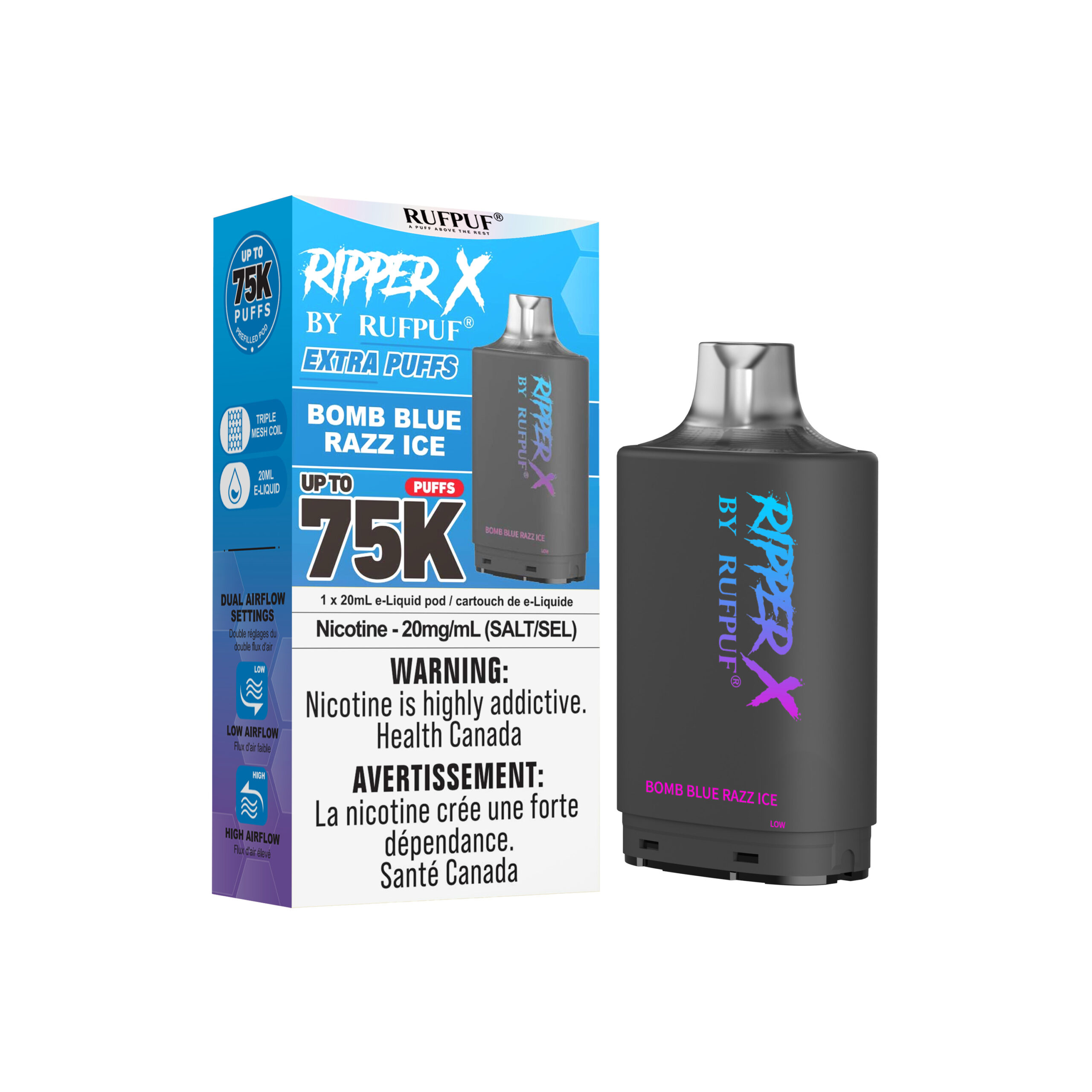 Bomb Blue Razz Ice Bomb Blue Razz Ice Ripper X 75K (20mg/ML / 5PCs) <b style="color: red">(Tax not Incl.)</b> - Image 1