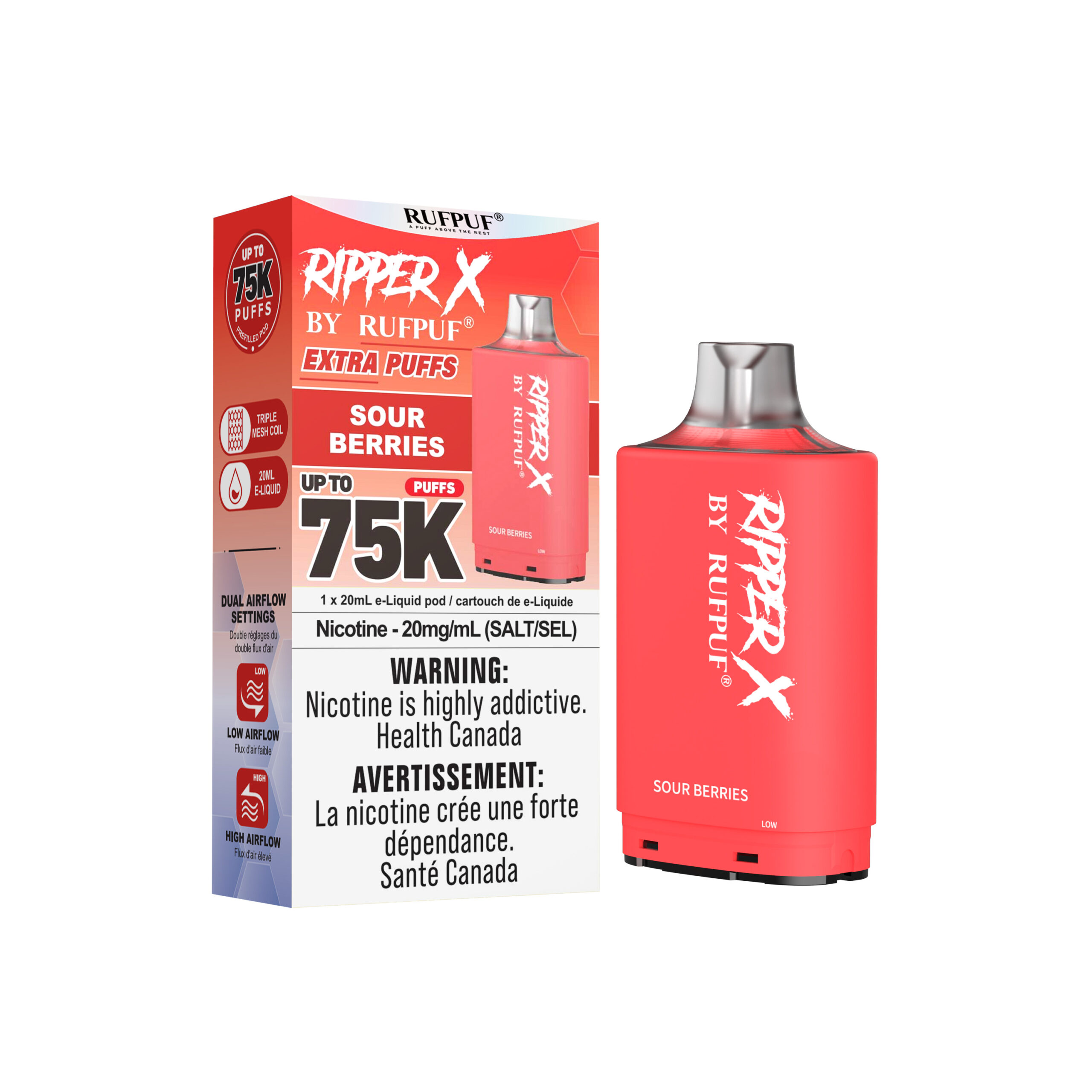 Sour berries Sour berries Ripper X 75K (20mg/ML / 5PCs) <b style="color: YELLOW">(Tax not Incl.)</b> - Image 1