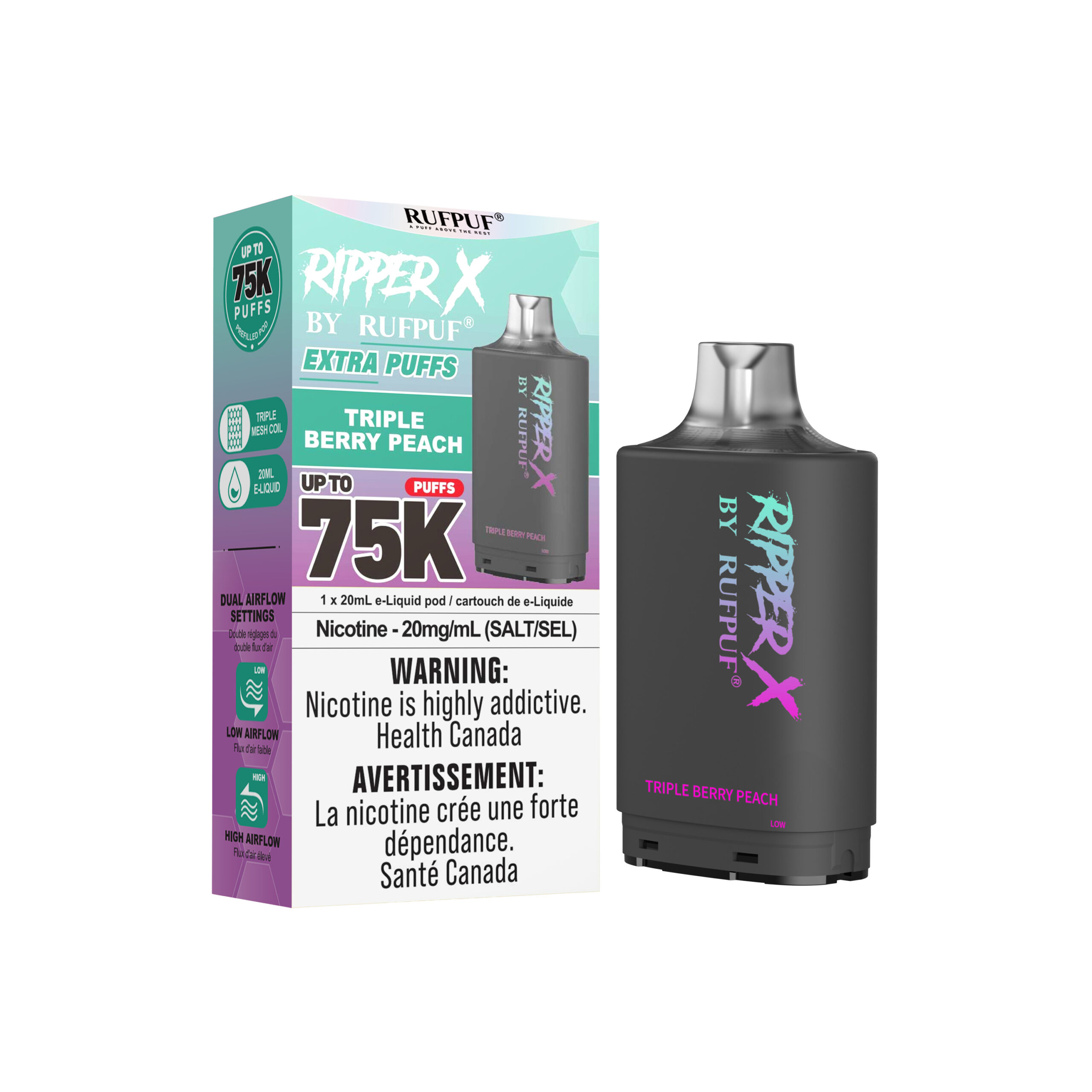 Triple berry Peach Triple berry Peach Ripper X 75K (20mg/ML / 5PCs) <b style="color: red">(Tax not Incl.)</b> - Image 1