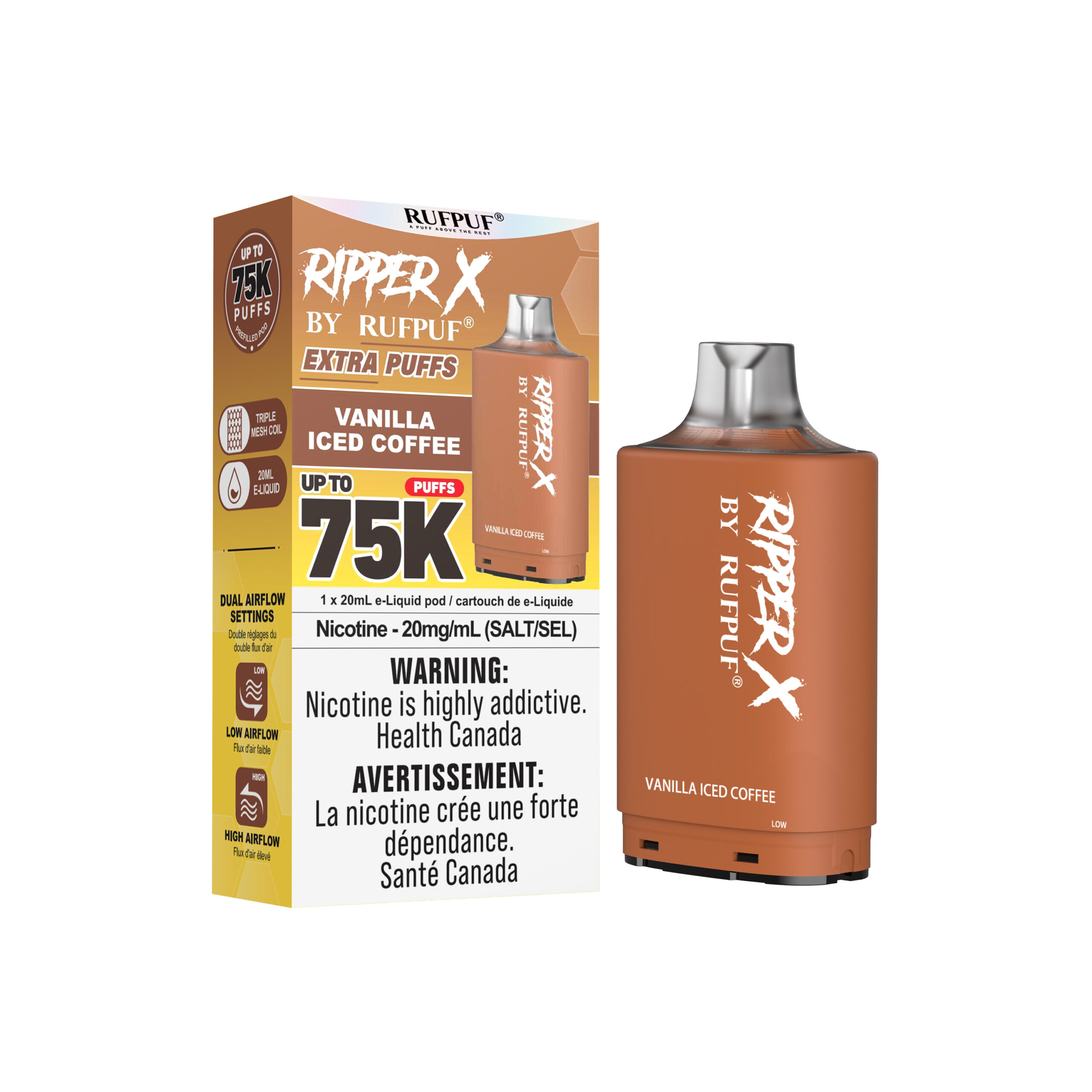 Vanilla iced coffee Vanilla iced coffee Ripper X 75K (20mg/ML / 5PCs) <b style="color: RED">(Tax not Incl.)</b> - Image 1