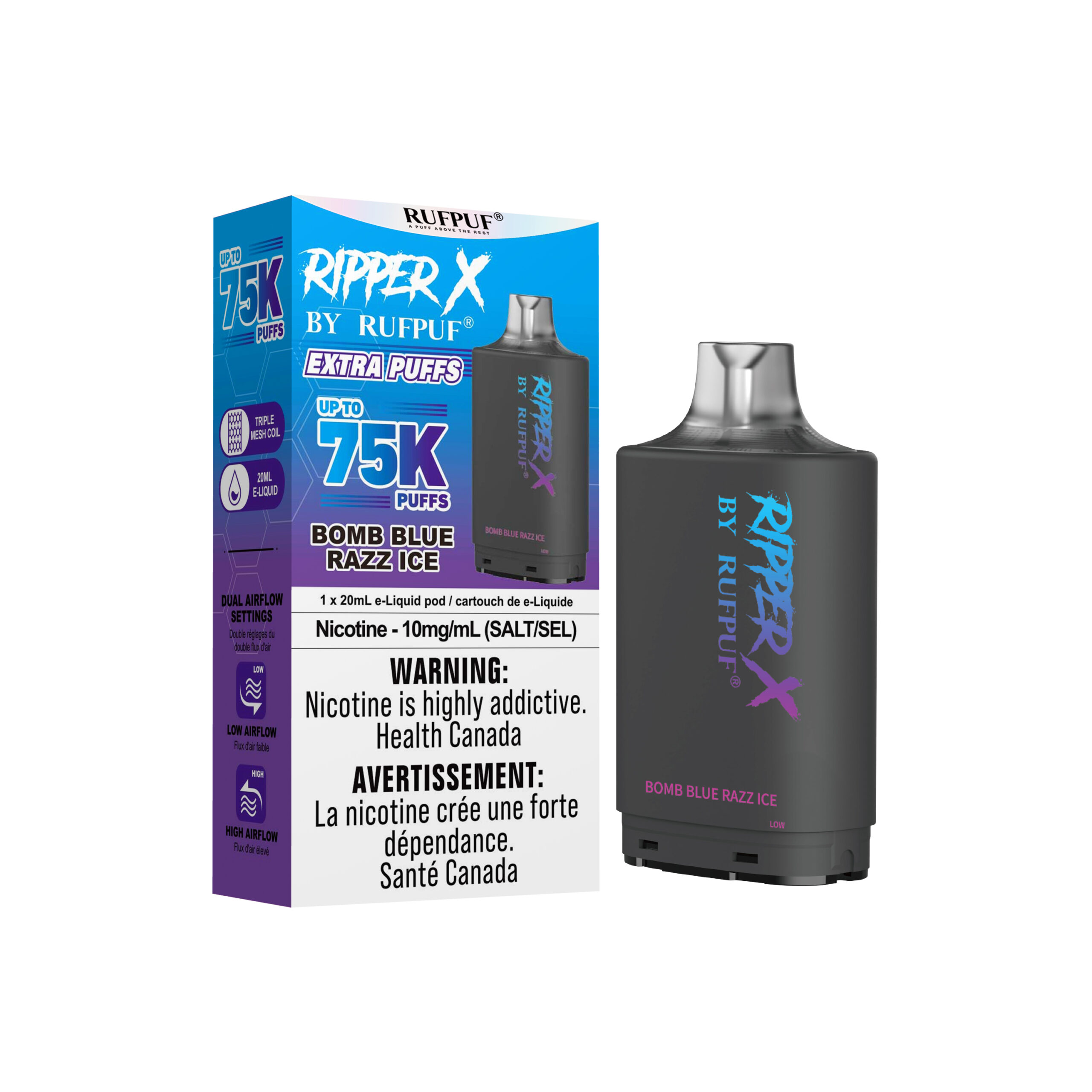 Bomb Blue Razz Ice Bomb Blue Razz Ice Ripper X 75K <b style="color:#00b8a9;">(10mg/ml)</b> (5PCs) <b style="color: yellow">(Tax not Incl.)</b> - Image 1