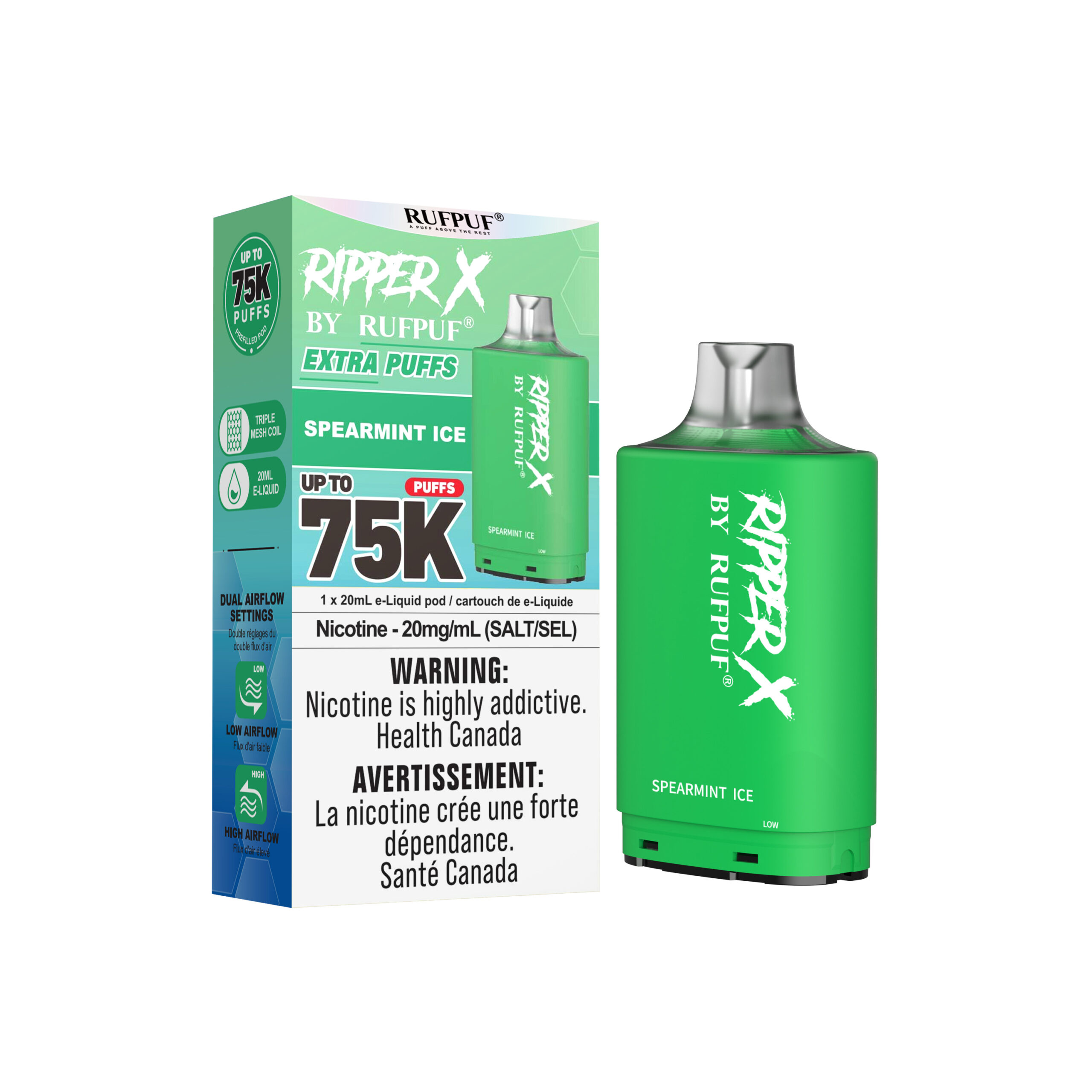 SPEARMINT ICE SPEARMINT ICE Ripper X 75K (20mg/ML / 5PCs) <b style="color: RED">(Tax not Incl.)</b> - Image 1