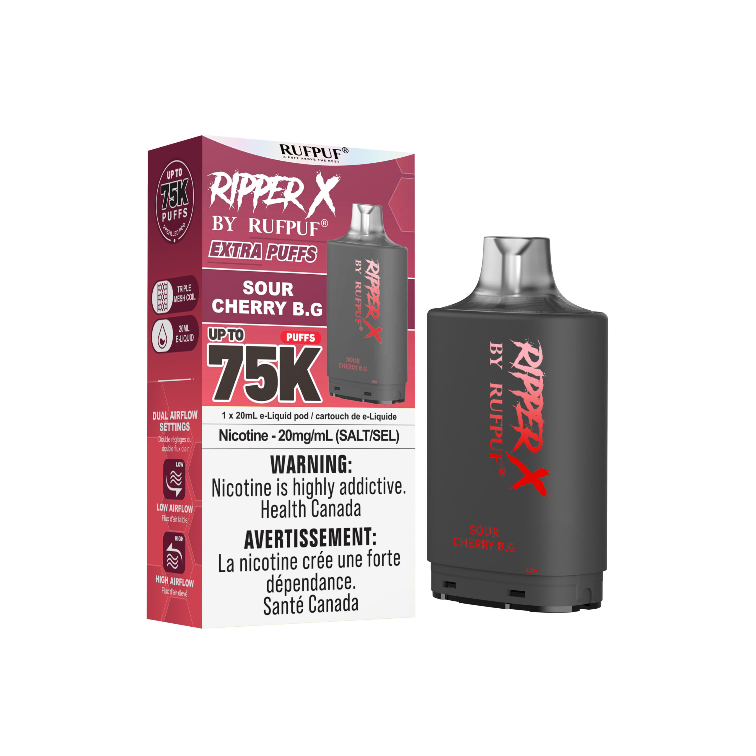 Sour Cherry B.G Sour Cherry B.G Ripper X 75K (20mg/ML / 5PCs) <b style="color: YELLOW">(Tax not Incl.)</b> - Image 1
