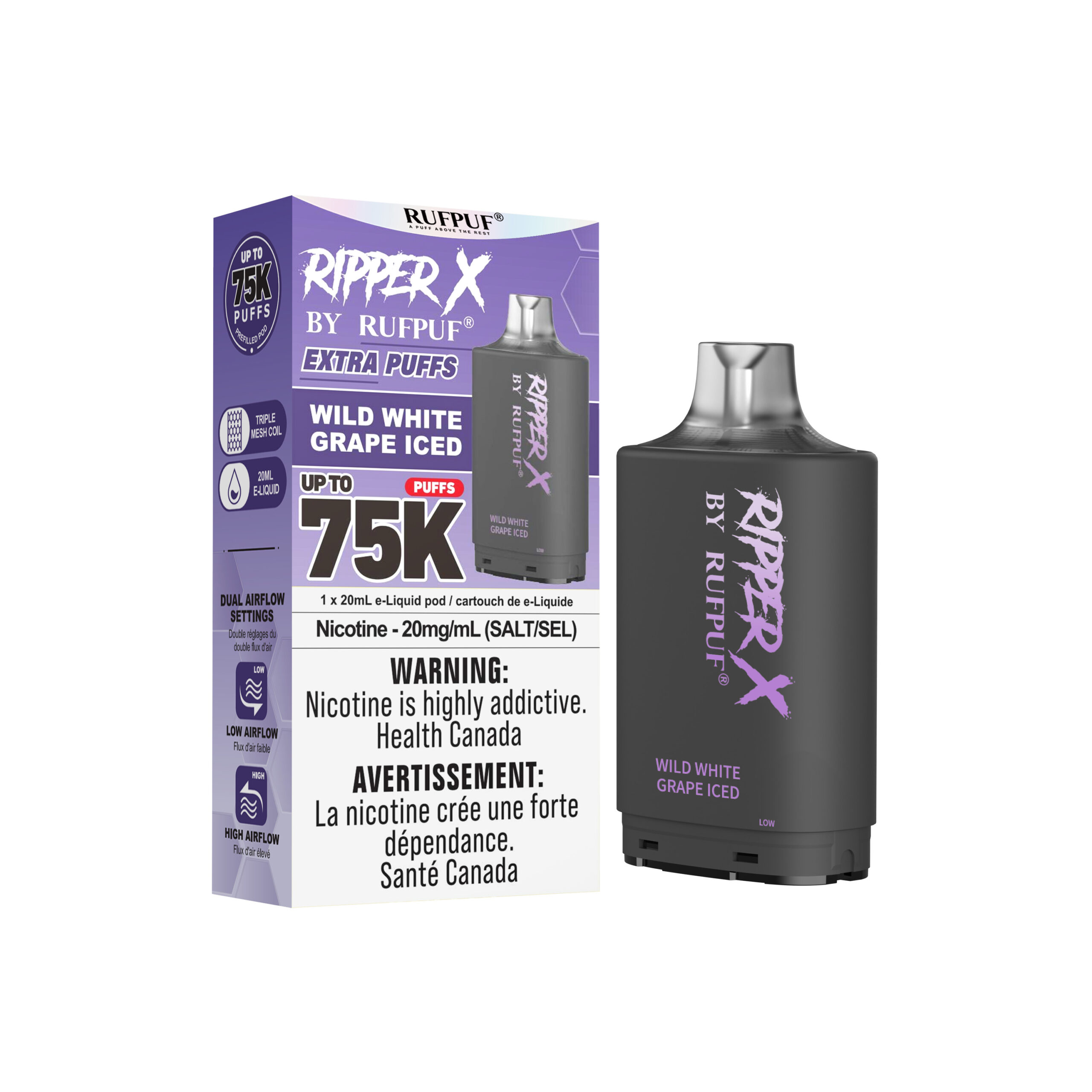 Wild White Grape Iced Wild White Grape Iced Ripper X 75K (20mg/ML / 5PCs) <b style="color: RED">(Tax not Incl.)</b> - Image 1