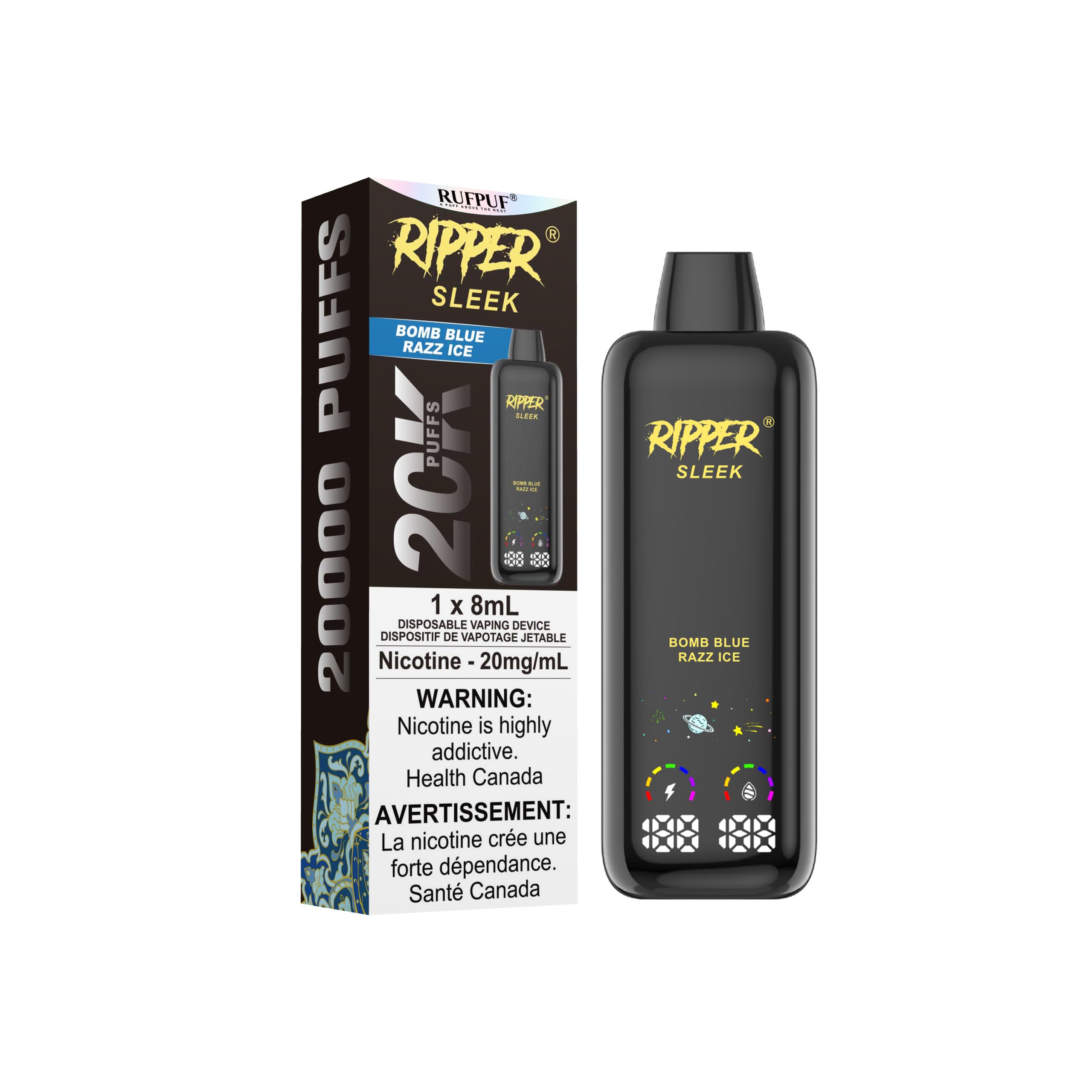 Bomb Blue Razz Ice (8ml) (20mg/ml) (5pc) Ripper SLEEK <b Style="color:red">(Tax Not Incl.)</b>