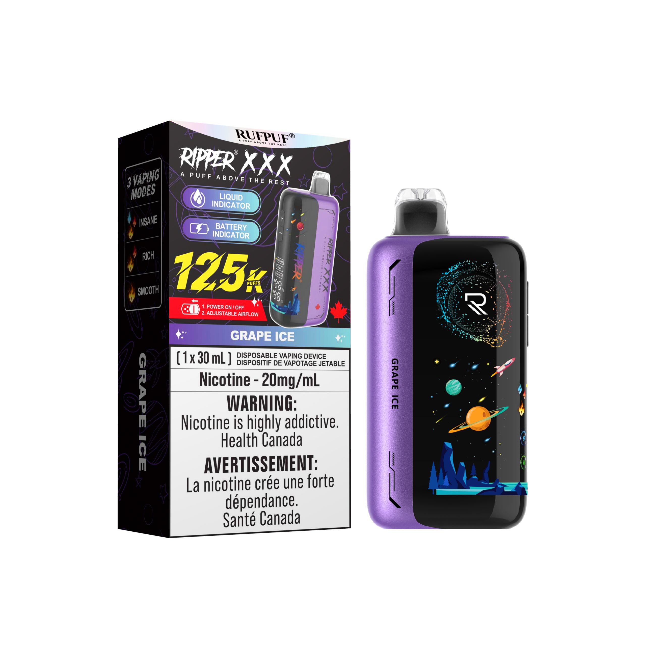 GRAPE ICE Grape Ice 125K Ripper XXX (30ML) (20mg/ML) <b style="color: red">(Tax Not Incl.)</b> - Image 1