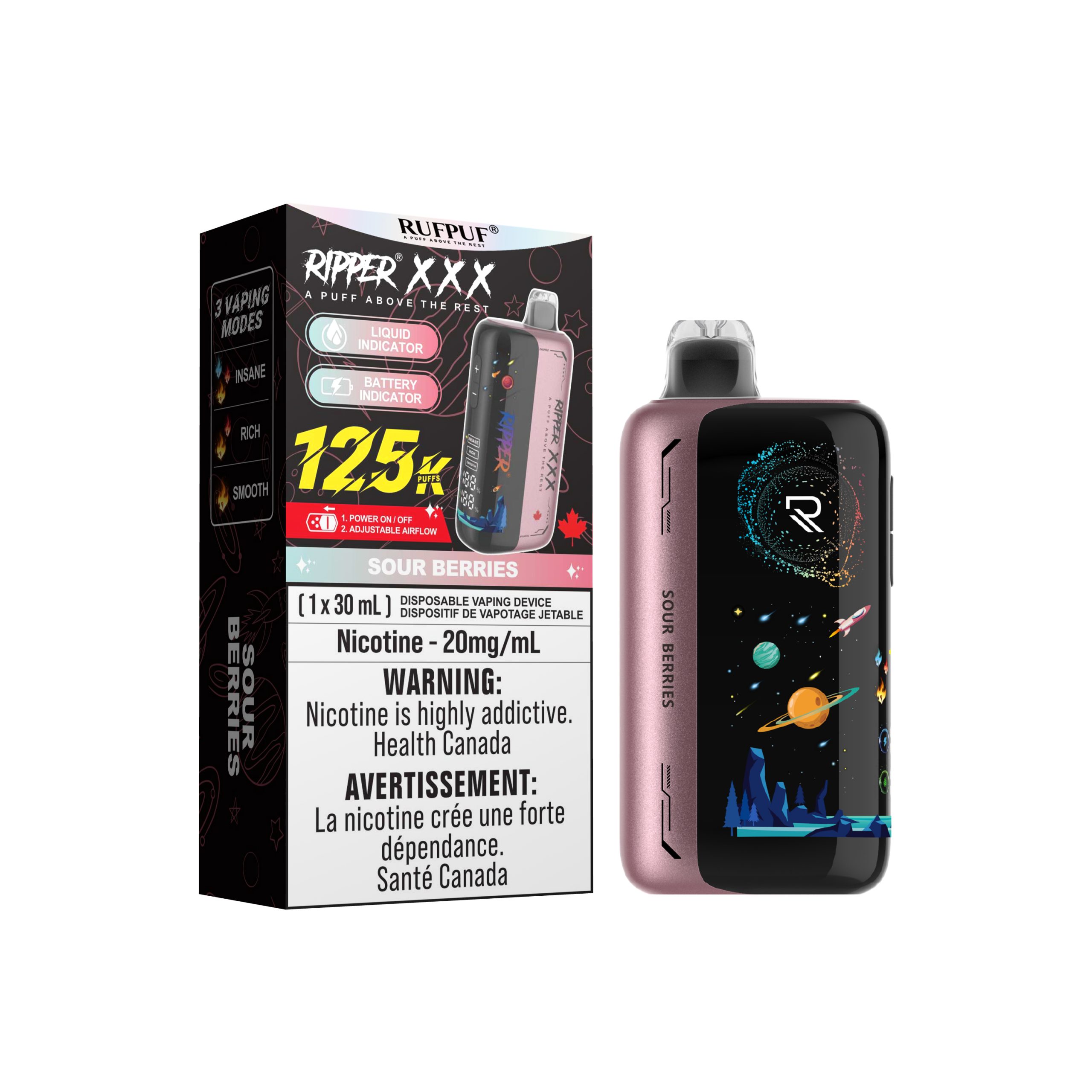 SOUR BERRIES Sour Berries 125K Ripper XXX (30ML) (20mg/ML) <b style="color: yellow">(Tax Not Incl.)</b> - Image 1