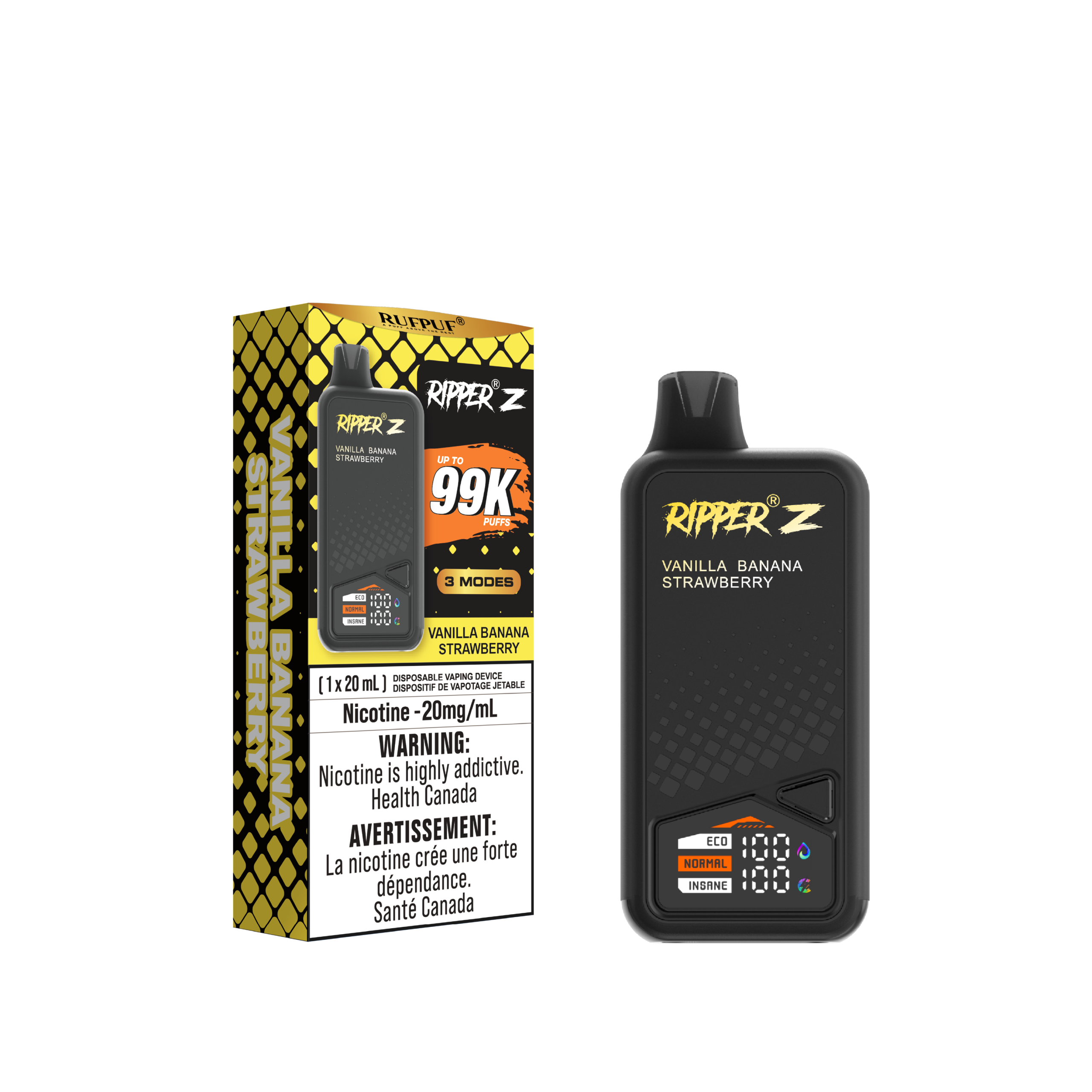 VANILLA BANANASTRAWBERRY VANILLA BANANA STRAWBERRY Ripper Z (20mg/ML) (5Pcs.) <b style="color: yellow">(Tax Not Incl.)</b> - Image 1