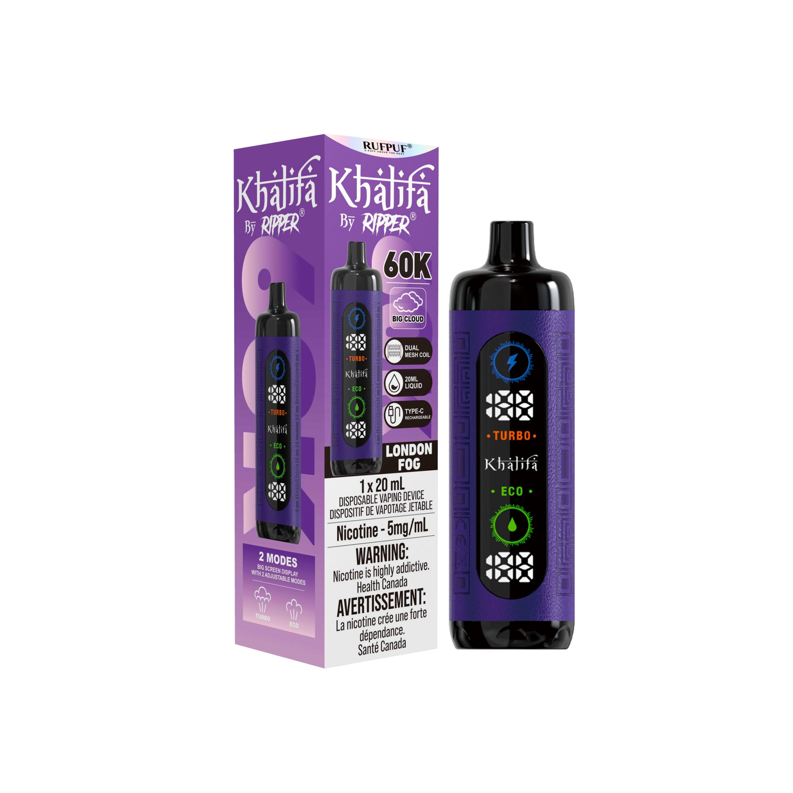 LONDON FOG LONDON FOG (5MG) (60K) KHALIFA BAR (5Pcs) <b Style="color:yellow">(Tax Not Incl.)</b> - Image 1