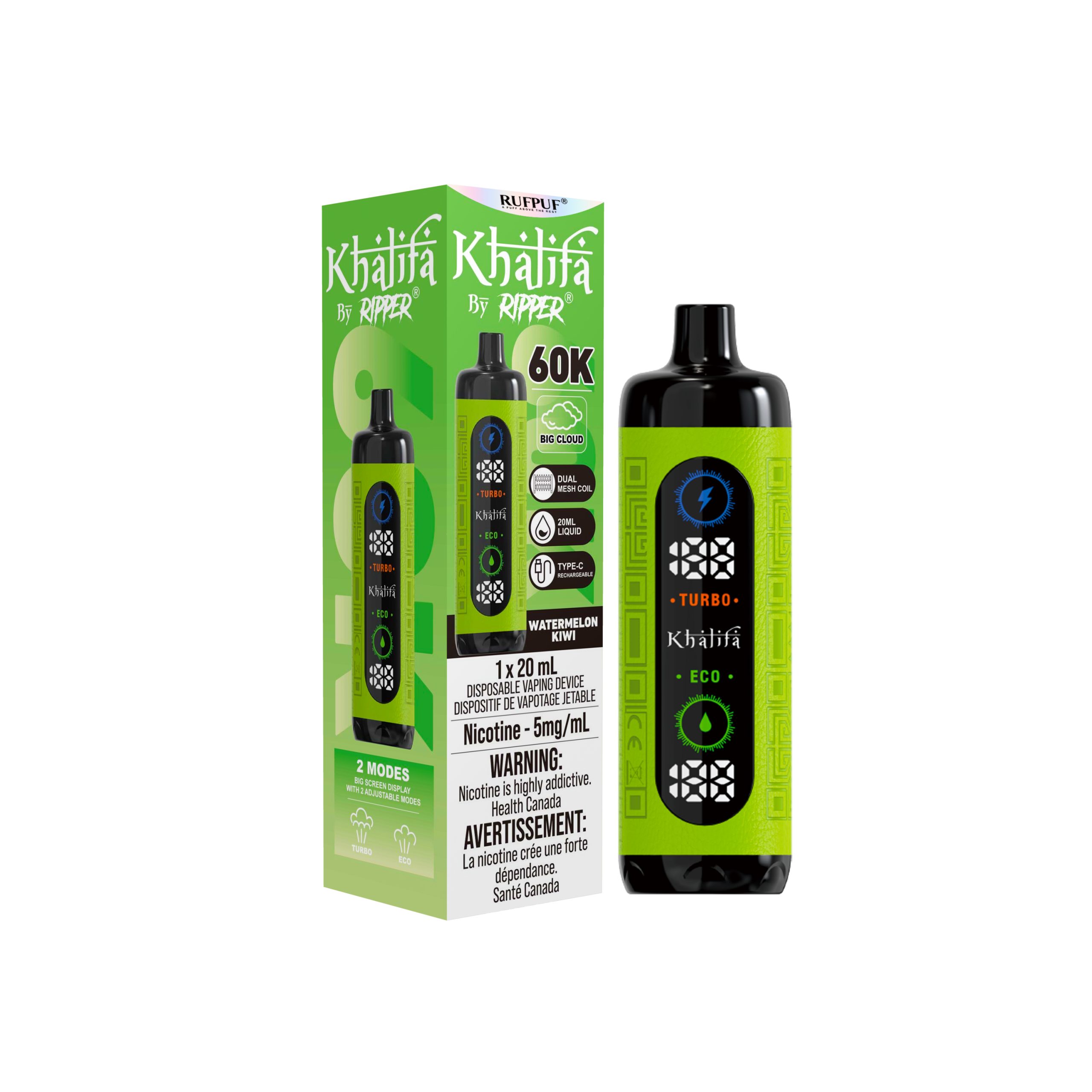 WATERMELON KIWI WATERMELON KIWI (5MG) (60K) KHALIFA BAR (5Pcs) <b Style="color:yellow">(Tax Not Incl.)</b> - Image 1
