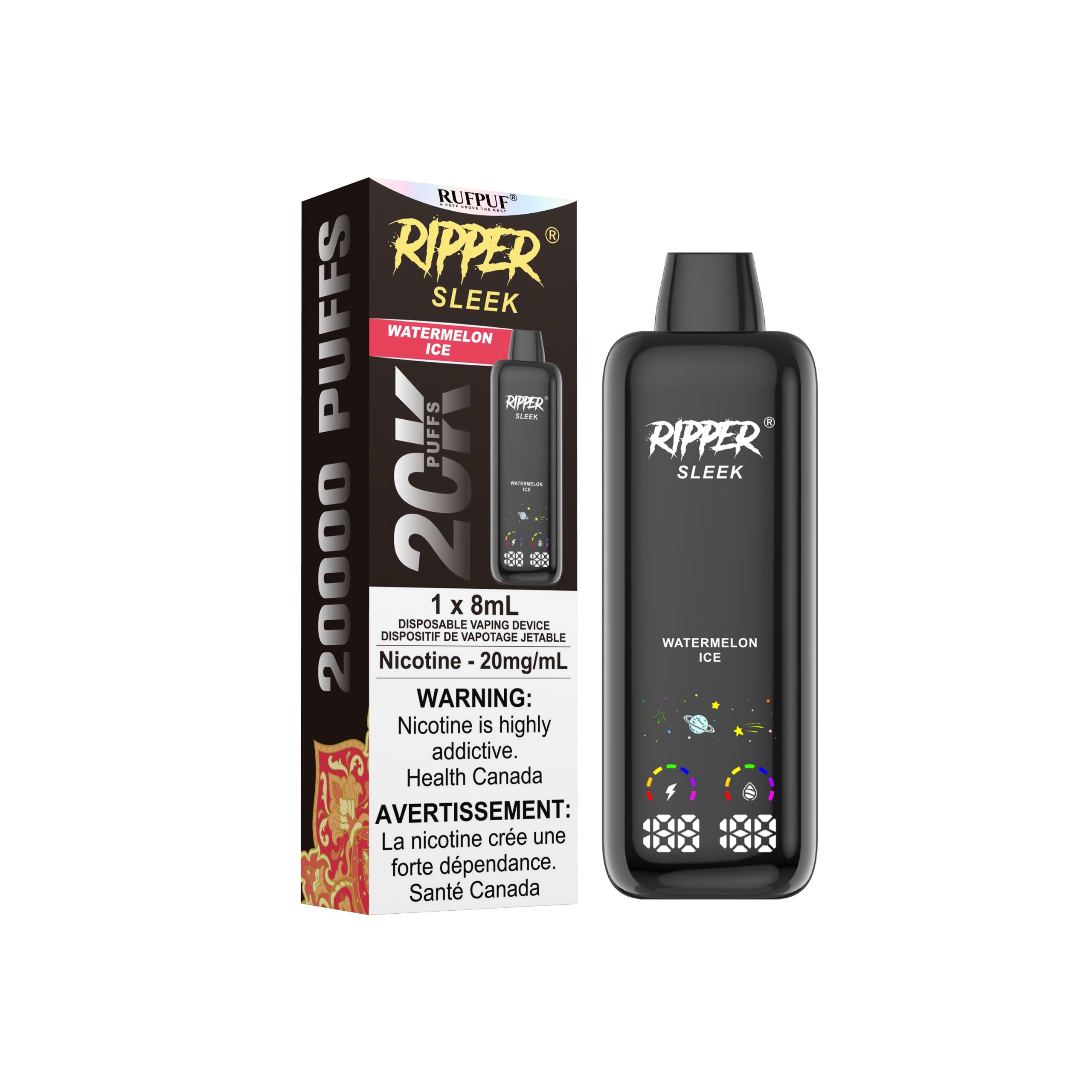 Watermelon Ice WATERMELON ICE (8ml) (20mg/ml) (5pc) Ripper SLEEK <b Style="color:yellow">(Tax Not Incl.)</b> - Image 1