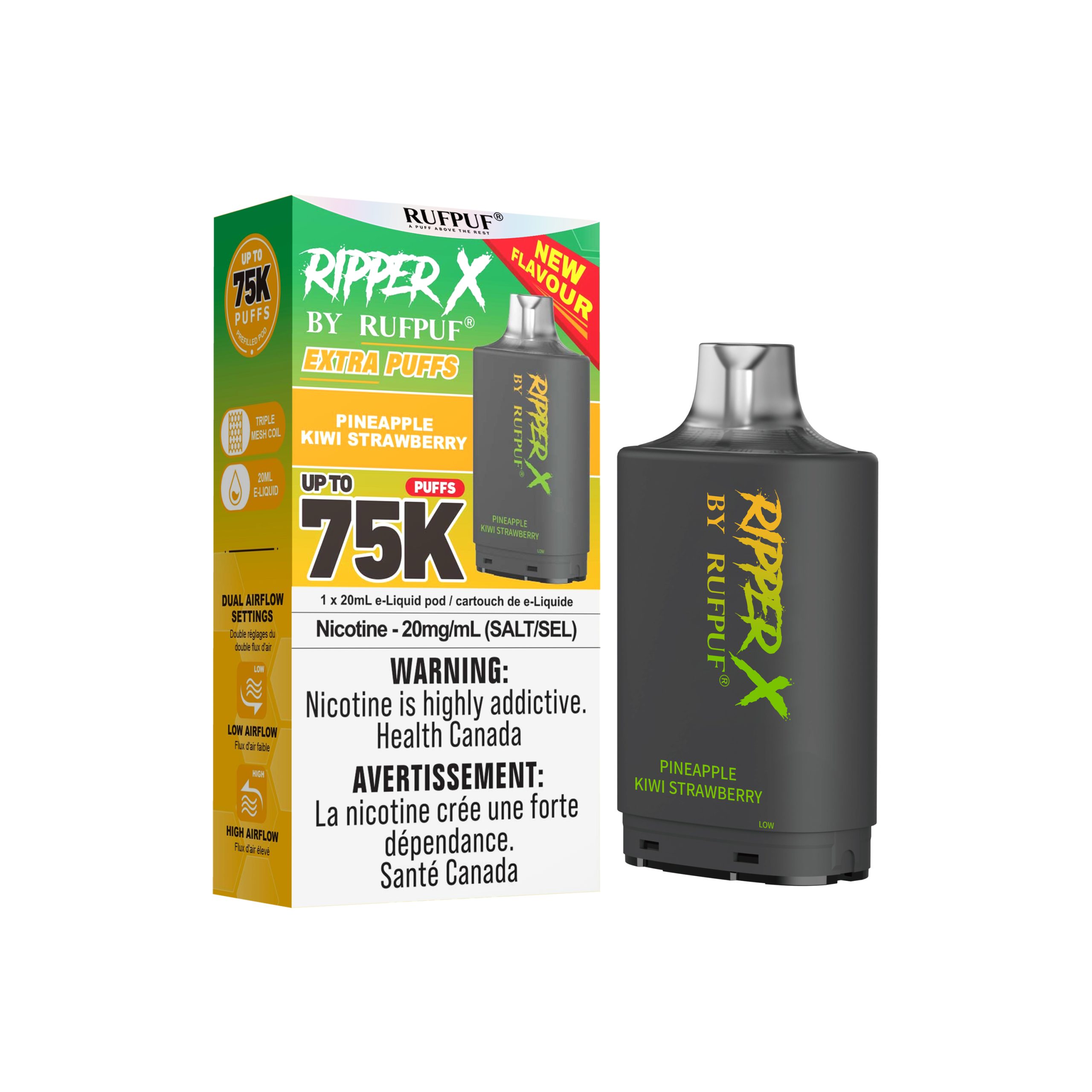 Pineapple Kiwi Strawberry Pineapple Kiwi Strawberry Ripper X 75K (20mg/ML / 5PCs) <b style="color: YELLOW">(Tax not Incl.)</b> - Image 1